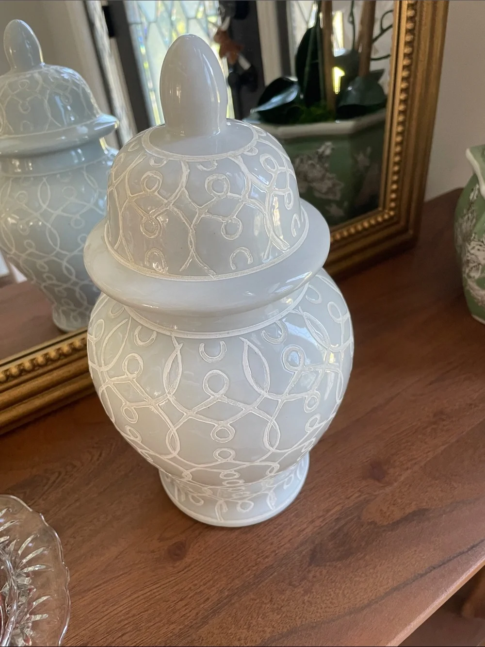 Ginger jar home decor, Robbins, and blue 12 inches high